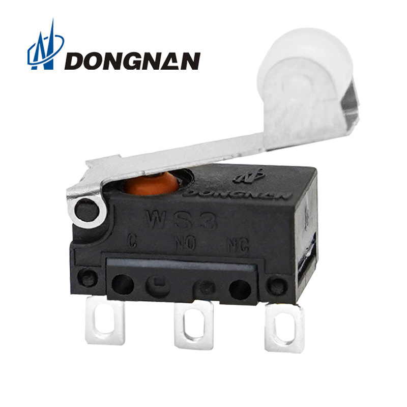 dongnan廠家WS3汽車側(cè)門后尾門防水微動開關(guān)帶直柄滾輪柄小型開關(guān)